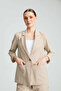 Striped Single Button Jacket - Beige