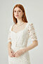 White Short Sleeve Lace Dress - 4