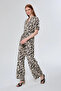 Leaf Patterned Jumpsuit - Black - 2