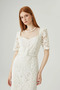 White Short Sleeve Lace Dress - 3