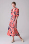 Floş Satin Long Dress - Red - 3
