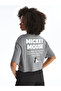 Mickey Mouse Printed Crew Neck Oversize Women's Crop Q - Short Sleeve - 6