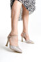 Open Back Stony Heeled Women's Evening Dress Shoes