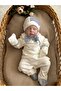 Navy Blue Gingham Fabric Newborn Romper and Hat with Bow Tie Detail