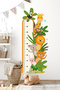 Cute Safari Animals Height Meter and Multi-Purpose Wardrobe Kids Room Wall Sticker Set