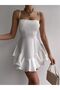 Skirt with Fold Detail and Adjustable Straps White Prom Evening Dress & Yellow Graduation Dress 102 - 4