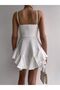Skirt with Fold Detail and Adjustable Straps White Prom Evening Dress & Yellow Graduation Dress 102 - 5