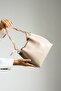 Women's Soft Leather 3-Compartment Handbag, Shoulder Bag with Scarf and Chain Accessories - 4