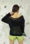Women's Black Boat Neck Openwork Knitwear Blouse 2454 - 7
