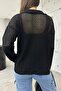 Women's Black Polo Neck Knitwear Blouse - 7