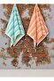 4-Piece Benton Kitchen Towels - Aqua Green Blue and Coral Pink - 2