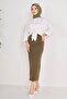 Khaki Women's Pencil Skirt Medium Straight Cut - 23054 - 2