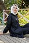 Black Tunic Pants Women - Straight Hooded Collar - 3711 - 5