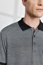 Men's Black Comfort Fit Polo Neck Jacquard T-Shirt - 3