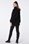 Women's Black Plush Sweat - Plain Hooded Collar - 13049 - 6