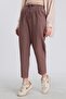 WOMEN'S Linen Textured BROWN PANTS WITH ELASTIC WAISTBAND 50826