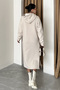 Women's beige solid long hooded dress - 6