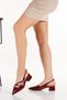 Biyana Double Banded Buckle Detailed Burgundy Patent Leather Women's Heeled Shoes