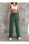 Women's Khaki Elastic Waist Palazzo Trousers - 4