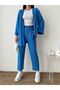 Women's Blue Kimono Trousers Knitted Set