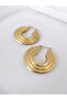 Steel Hoop Gold Earrings 4 cm - 3