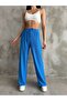 Women's Blue Elastic Waist Palazzo Pants
