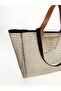 Heybes Women's Beige Honeycomb Patterned Transparent Large Size Beach and Shopping Shopper Tote Shoulder Bag - 2