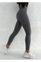 Women's Gray Fleece Inside Ribbed High Waist Tights - 3