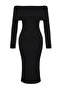 Siyah Midi Triko Basic Carmen Yaka Elbise TWOAW25EL00033 - 7