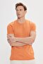 Men's Orange Slim Fit Slim Fit Crew Neck Linen Look T-Shirt
