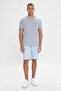 Men's Navy Blue-white Easy-Iron Slim Fit Slim Fit Crew Neck Jacquard T-Shirt - 2