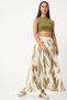 Women's Cream Oil Green Patterned Maxi Skirt Dd01333 - 2