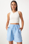 Women's Sky Blue Pocketed Muslin Shorts Mx00168 - 2