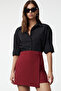 Bordo Kruvaze Dokuma Şort Etek TWOAW20SR0072 Şort & Bermuda TWOAW20SR0072 - 2