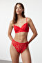 Red Lace Rope Strap Underwire Uncovered Knitted Lingerie Set Thmaw22Au0237