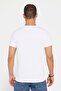 Men's Slim Fit, Narrow Cut, %100 Cotton, Soft-Textured, Printed White Crew Neck T-Shirt - 5