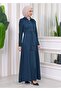 Zippered front Hooded-Belt Hijab Overcoat 1212 - 4