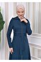 Zippered front Hooded-Belt Hijab Overcoat 1212 - 7