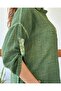 Single Button Collar Stone Washed Khaki Muslin Blouse Std - 4