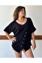 Mercury Buttoned Cotton Black Blouse Std - 2