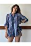 Batik Striped Italian Linen Blue Shirt Blouse Std - 2