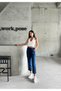 Women's Slim Denim Fabric Elastic Waist High Waist Wide Cut Summer Trousers with Pockets - 6