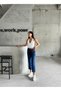 Women's Slim Denim Fabric Elastic Waist High Waist Wide Cut Summer Trousers with Pockets - 7
