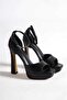Women's Black High Platform Heeled Shoes - 4