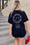 Black Hedonistic Back Printed Oversize Women's Tshirt - 3