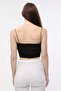 Women's Black Crop Tank Top with Rope Straps and Chest Inserts - 6