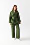 Zen Elegance Women's Kimono Set - Wide Leg Linen Textured Top and Bottom Summer Set - 2