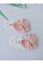 Pink Butterfly Trendy Hair Accessory Knitted Handmade 2-Piece Snap Clip - 3