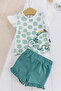 2-Piece Summer Baby Girl Set with Polka Dot Dino Figure