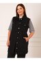 Black Large Size Sleeveless Denim Vest - Alia